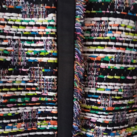 Ann Taylor Textured Mixed Tweed Zip Pocket Jacket In Black Multi Color s… - Picture 2 of 14